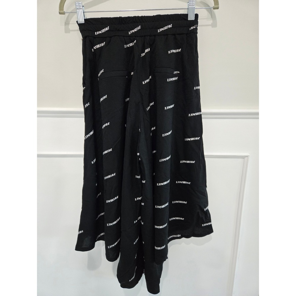Livewire Black Gothic Logo Print Drop Crotch Harem Pants ‎ Medium Streetwear